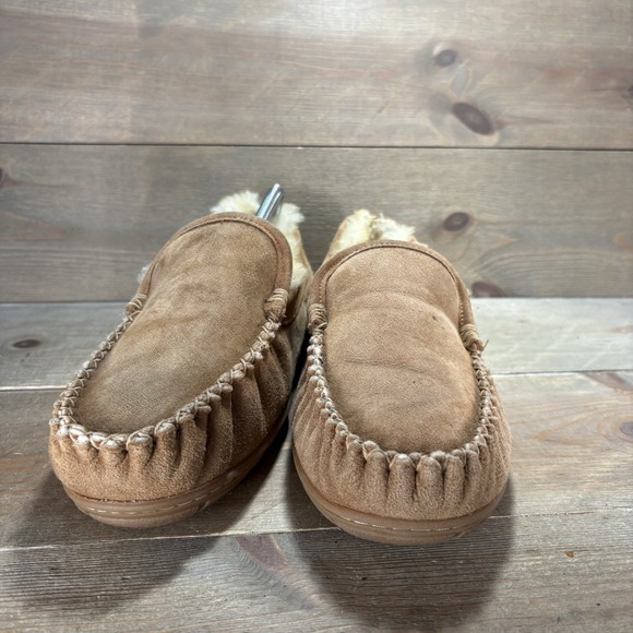 ll bean wicked good mens size 10 shoes brown suede shearling lined slippers